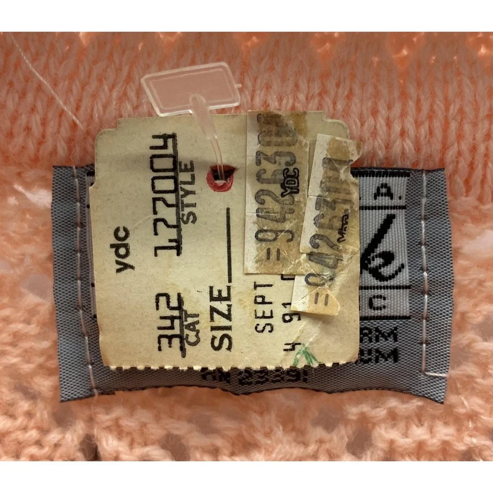 Vintage Wintuk Cardigan Sweater‎ Womens Medium Peach Button Front Made USA 90s
